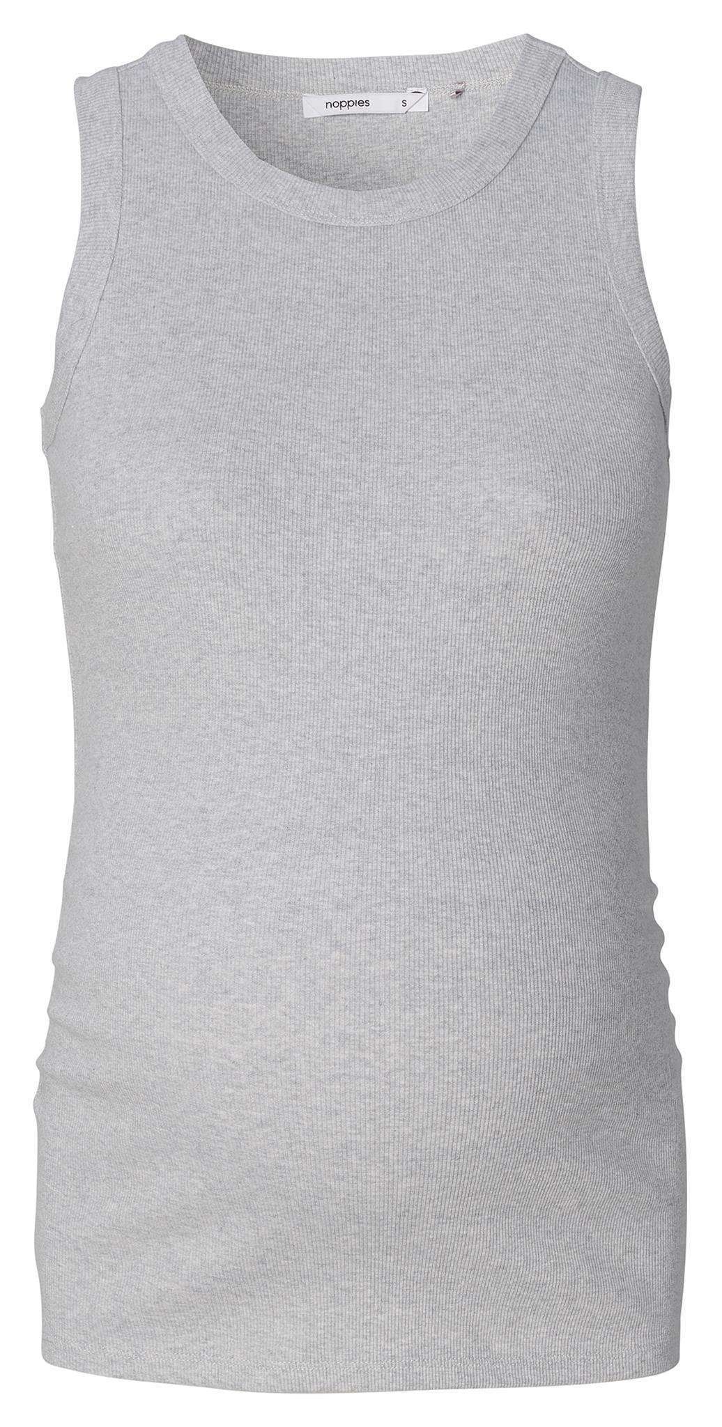 Ripp Umstandstop grau mit Rundhalsausschnitt und Raffungen für den perfekten Sitz mit Babybauch