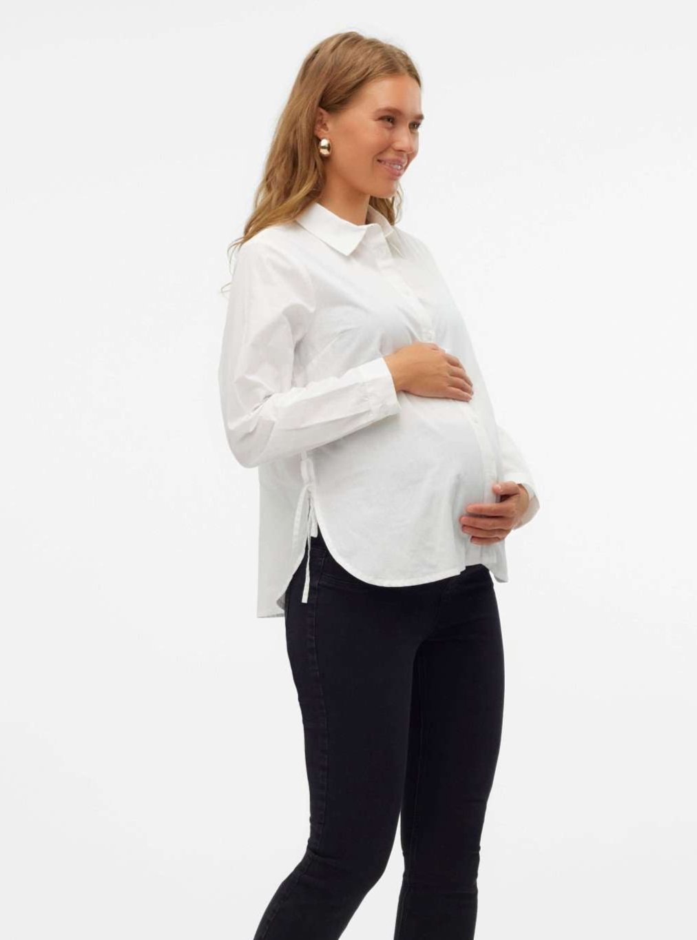 Langarm Umstandsbluse mit Schleifendetail