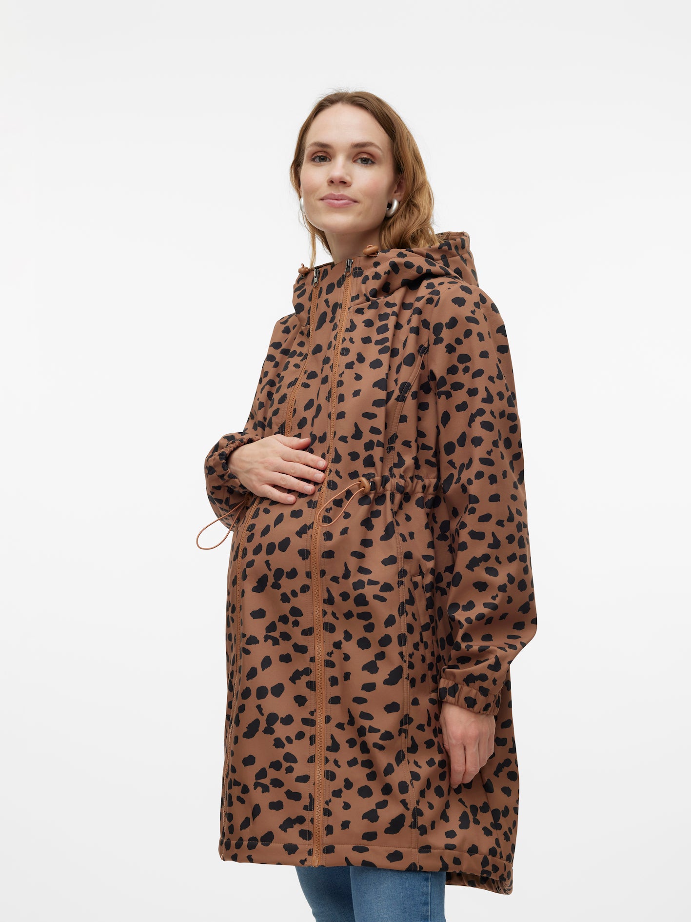 3-in-1 Softshell Umstandsjacke mit Animal Print