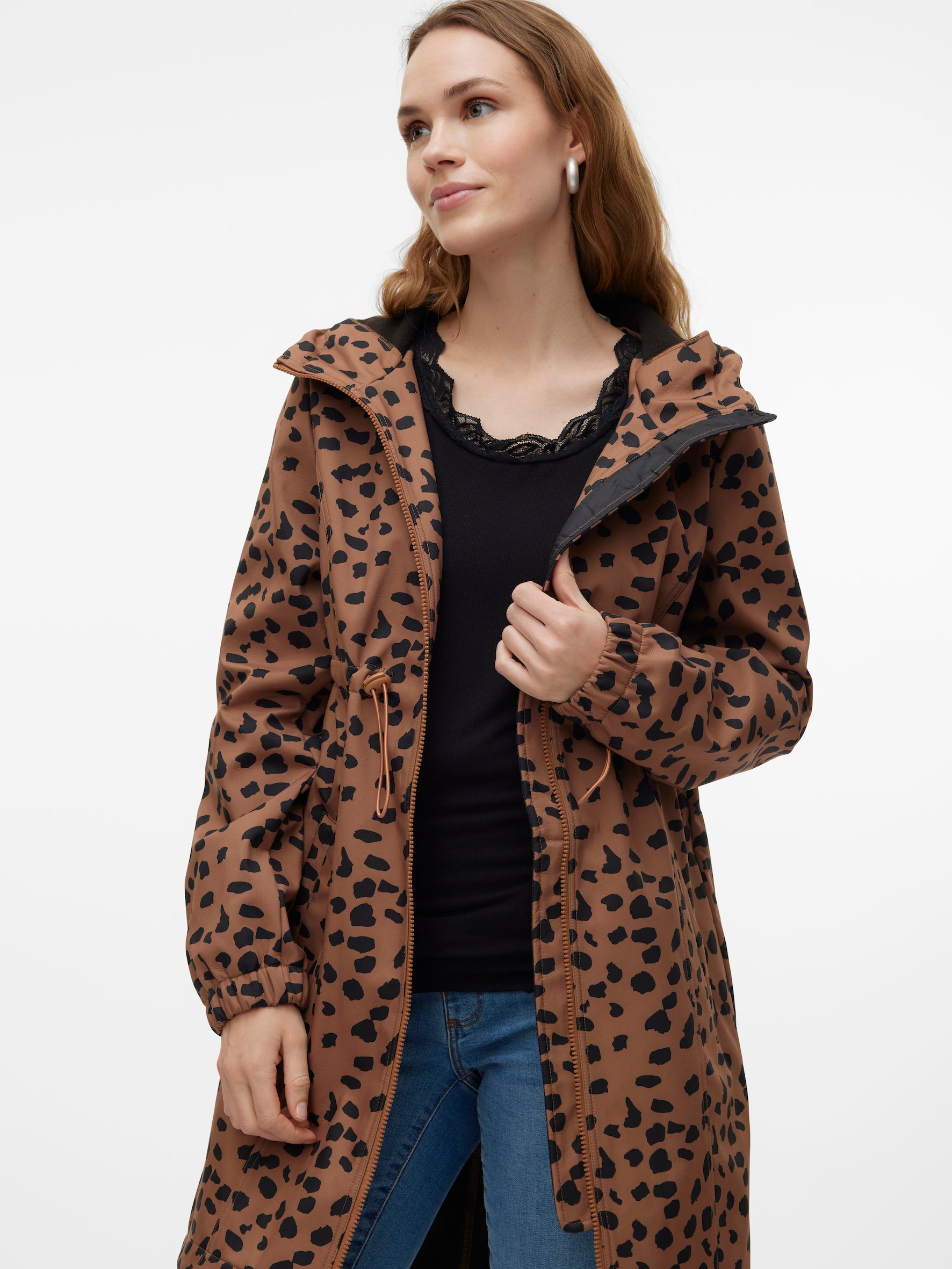3-in-1 Softshell Umstandsjacke mit Animal Print