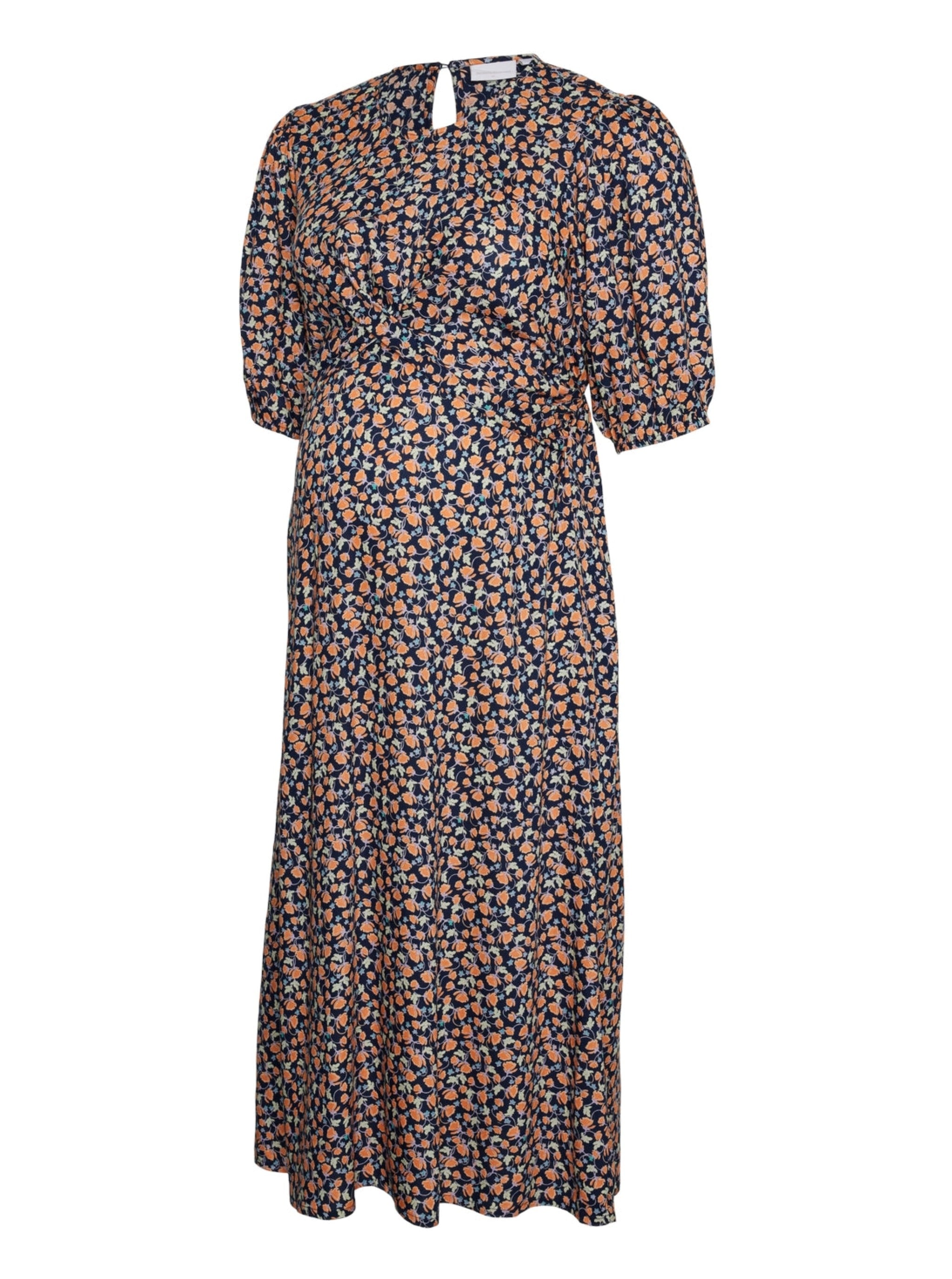 Mamalicious Umstandskleid mieten oder kaufen bei Mutterkleid. Orange weiss schwarz mit Kurzarm, freigestellte Ansicht