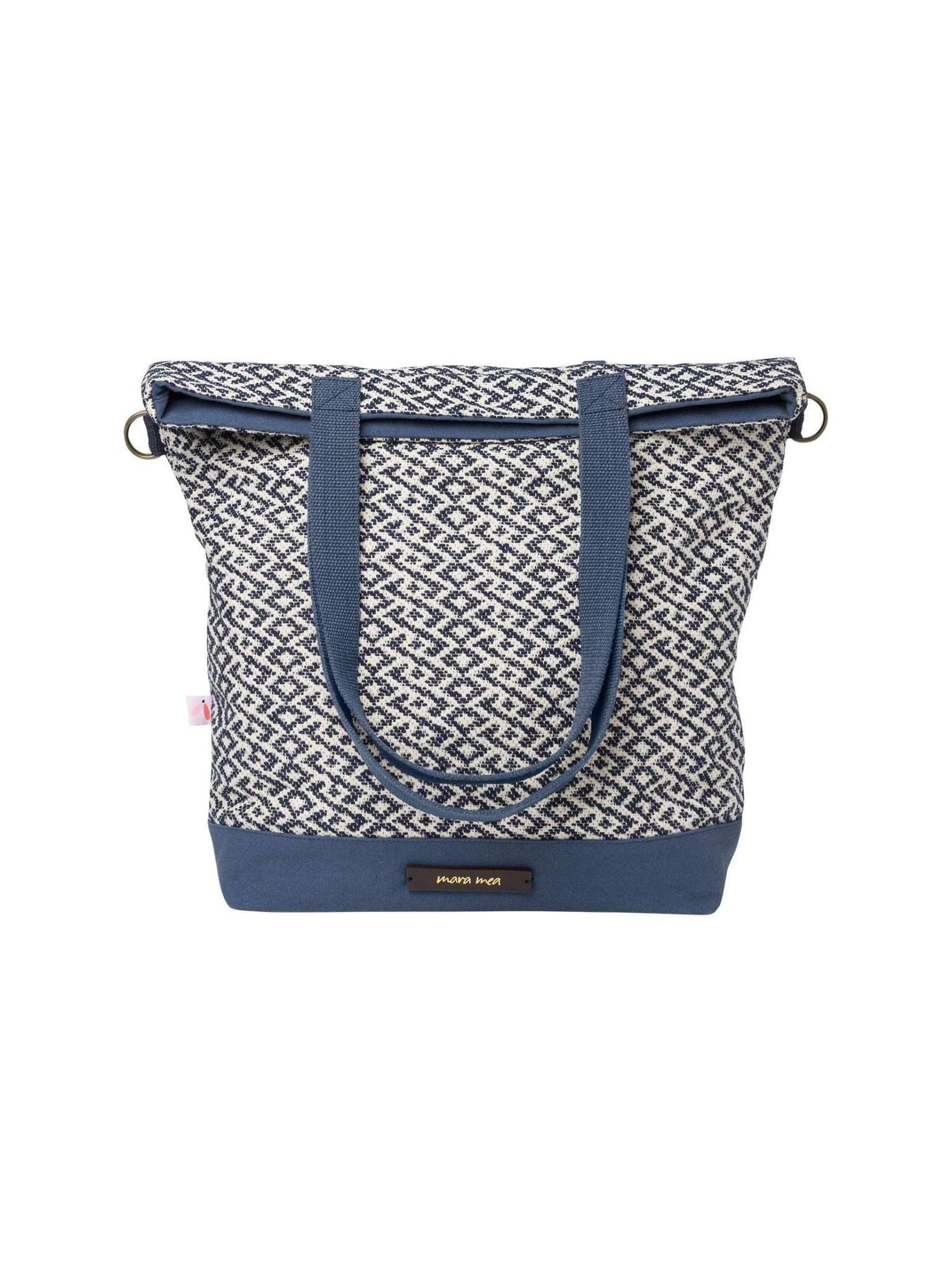 mara mea Wickeltasche online bei Mutterkleid kaufen, blau/weiß, tragbar als Shopper, Umhängetasche, Rucksack, Kinderwagentasche, Innenfächeraufteilung für Windeln, Laptop, Babyfläschchen, Gläschen und Co