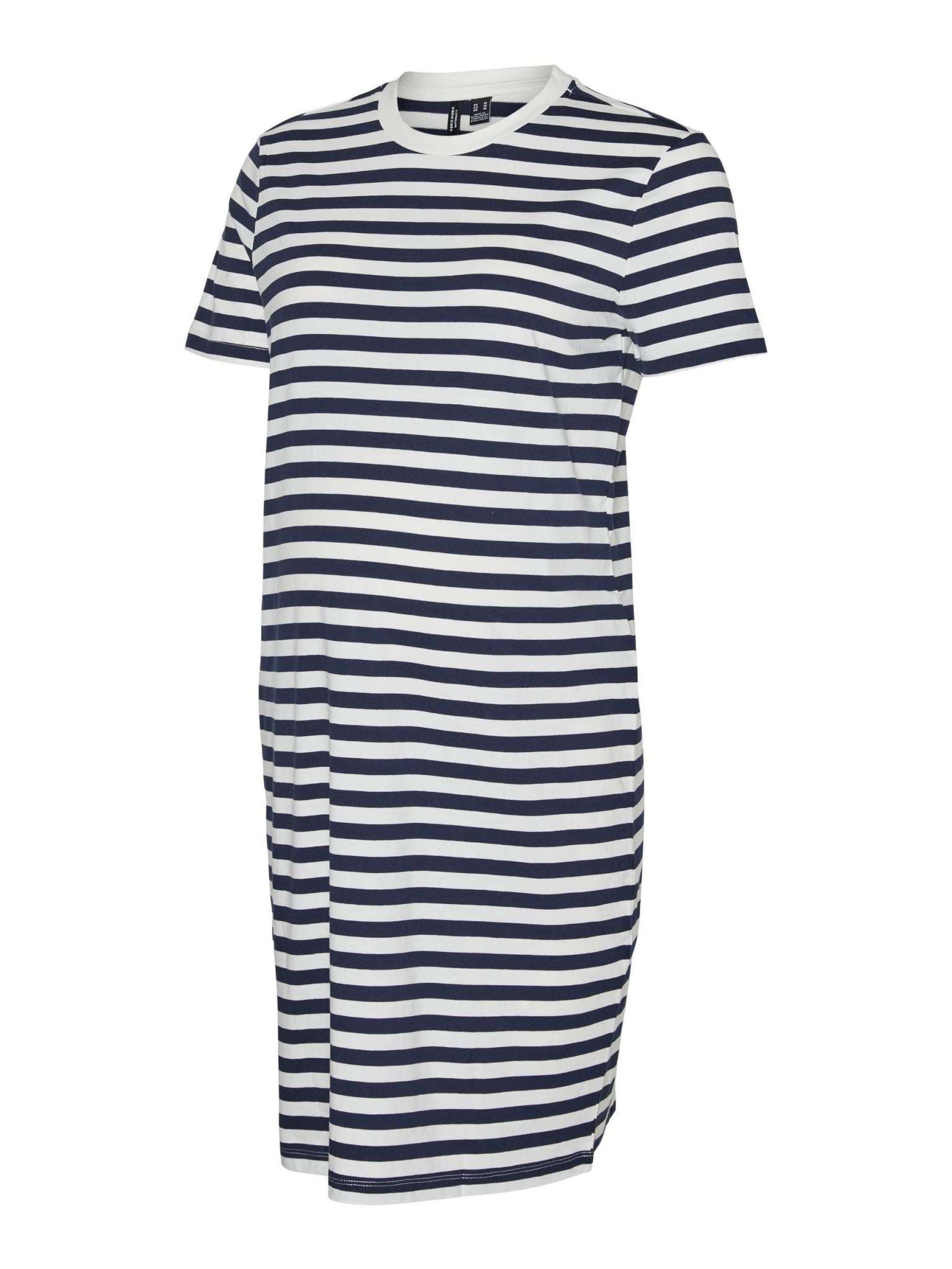 Vero Moda Maternity Umstandskleid online kaufen bei Mutterkleid Shirtkleid gestreifte Baumwolle navy Rundhalsausschnitt T-Shirtarm