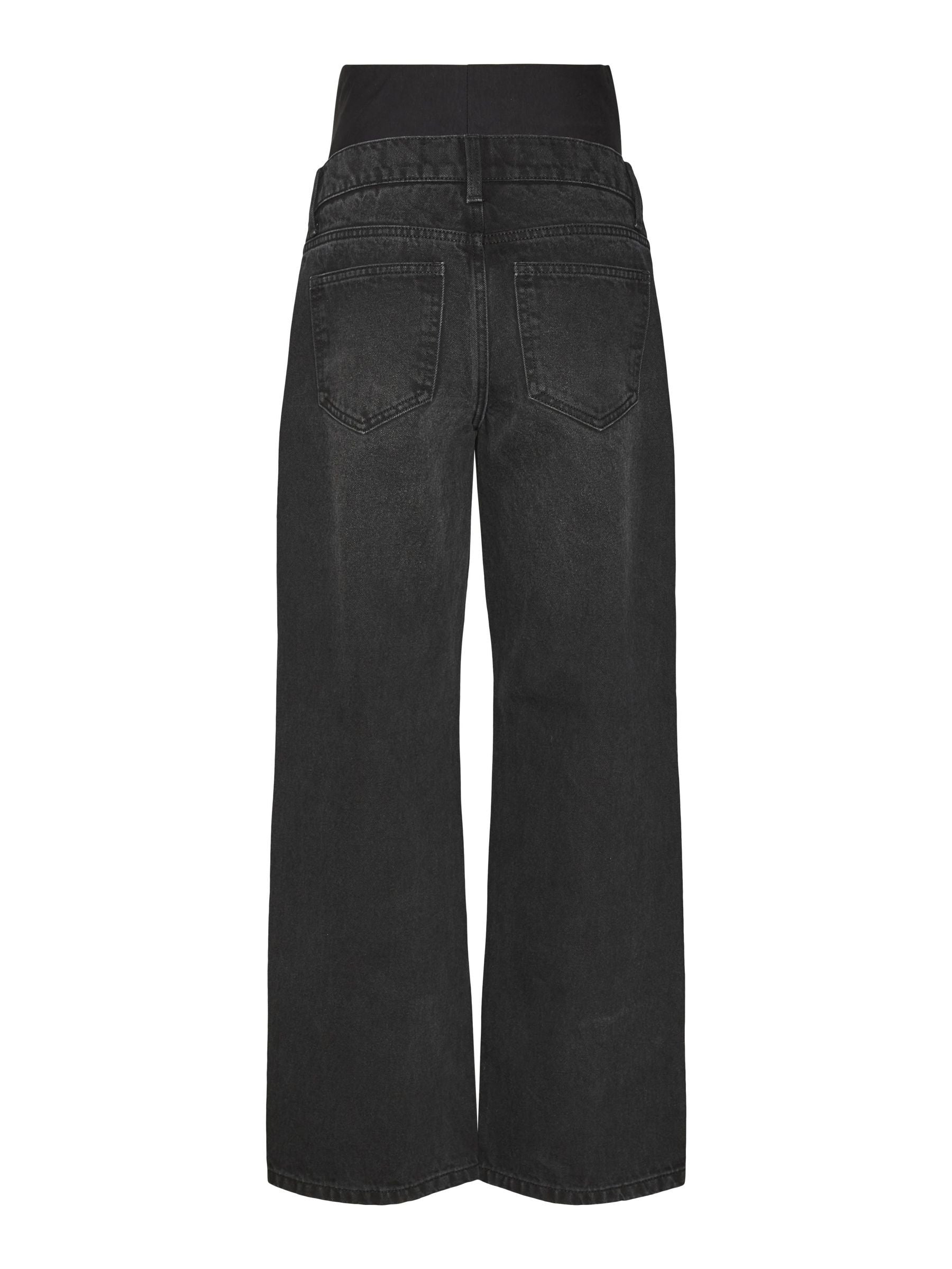 Wide Leg Umstandsjeans in schwarz mit Eingriffstaschen hinten