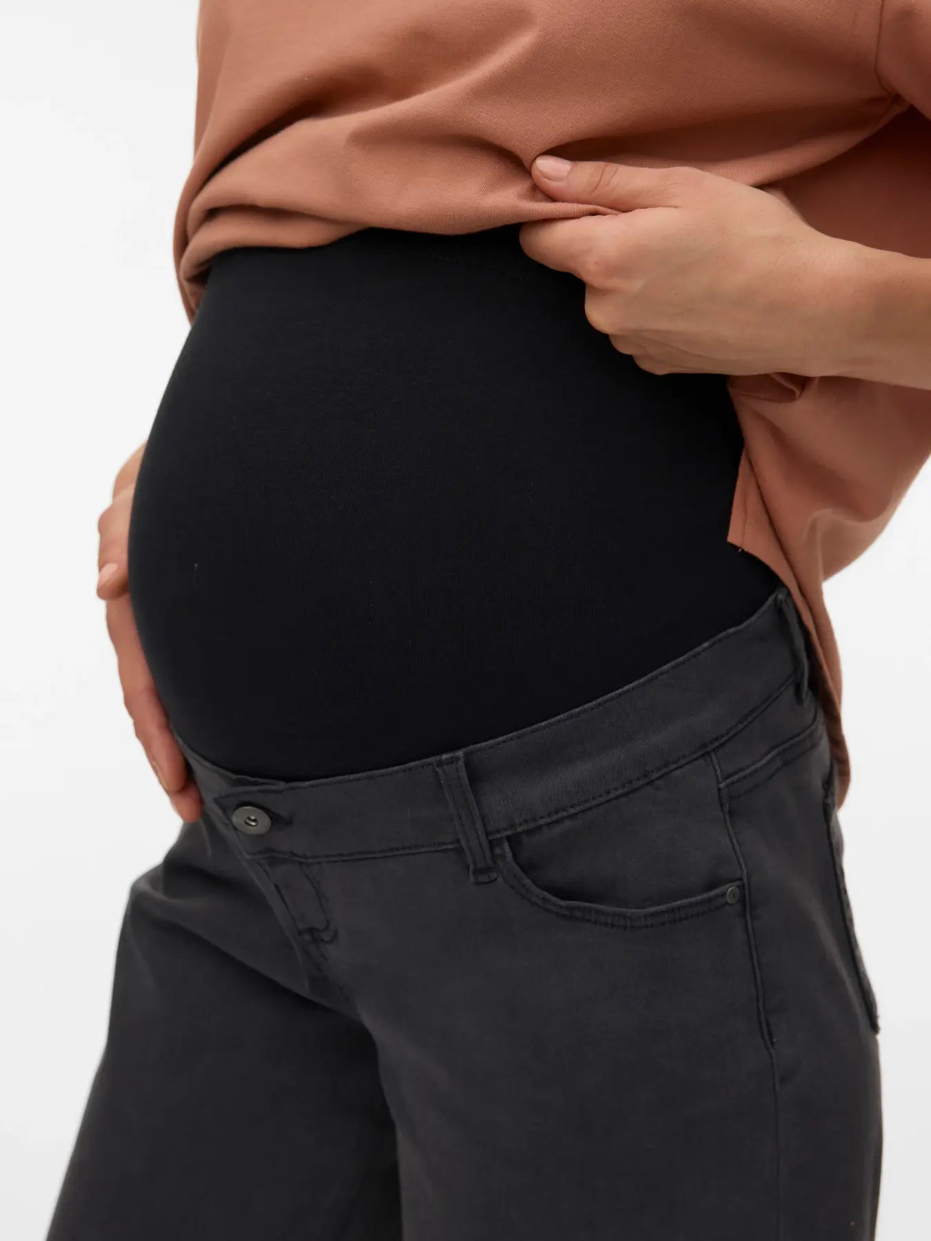Denim-Umstandsshorts, schwarz