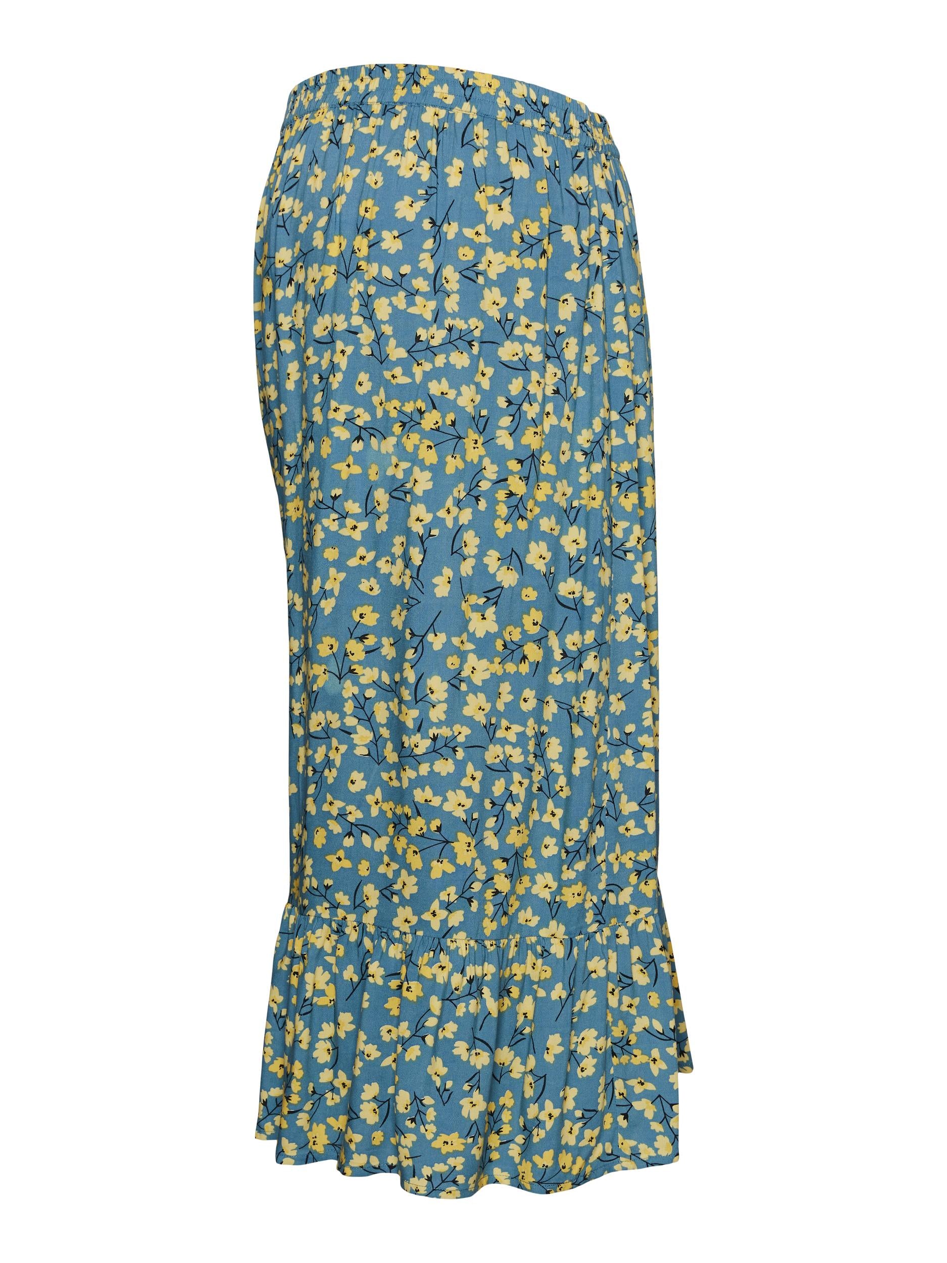Mamalicious Umstandsrock mit All-over Flower-Print in hellblau mit gelben Blumen bei Mutterkleid einfach online mieten