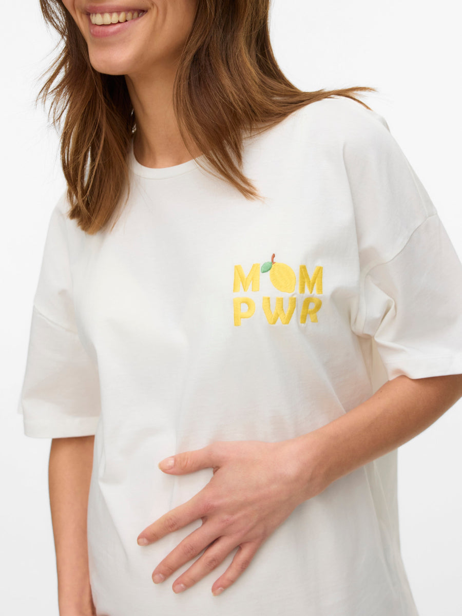 Umstands T-Shirt kaufen oder mieten aus weißer Bio-Baumwolle mit Zitronen Stickerei