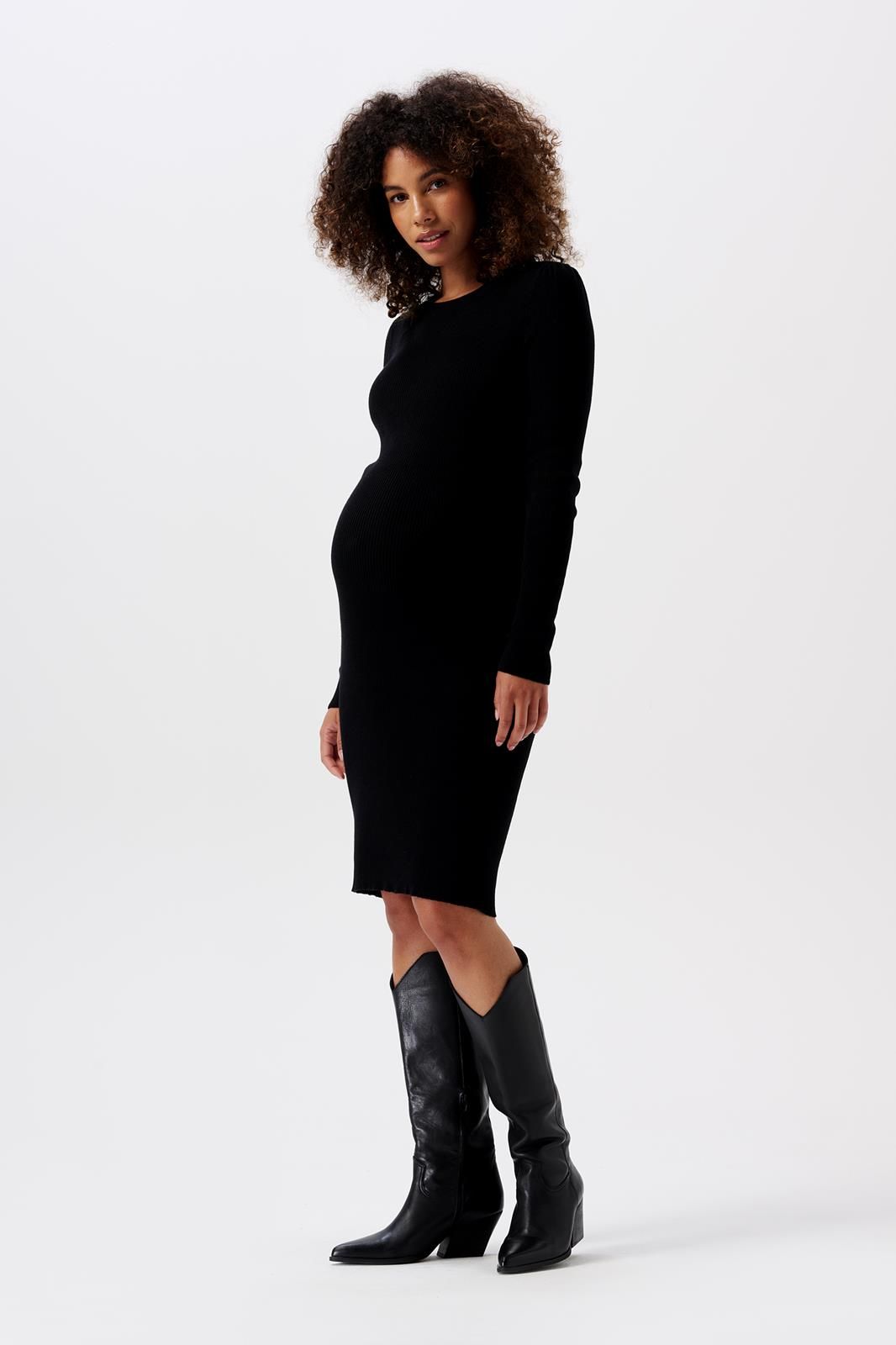 Umstands-Rippkleid mit langem Arm