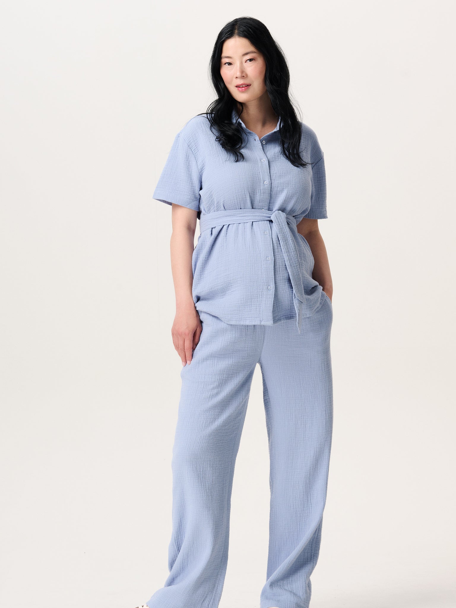 Musselinbluse mit abnehmbarem Gürtel