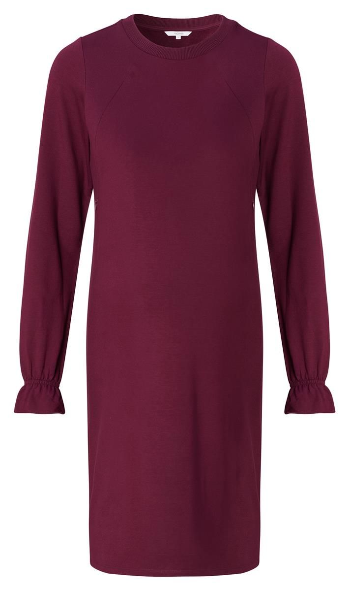 Noppies Umstands-und Stillkleid aus Sweatstoff und langen Ärmeln in der Frontalansicht. Bei Mutterkleid online kaufen oder mieten.