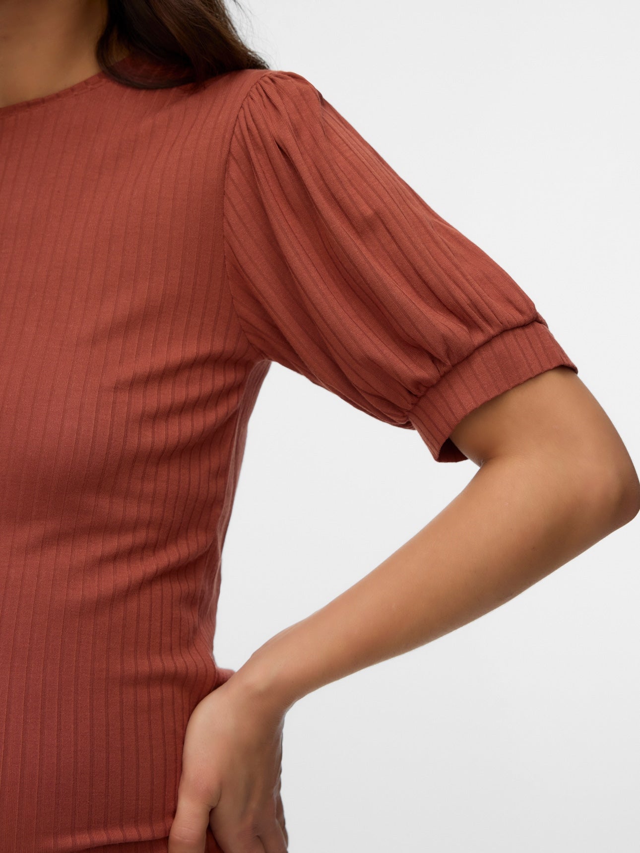 Ripp Umstandsshirt aus softer Viskose, rostrot