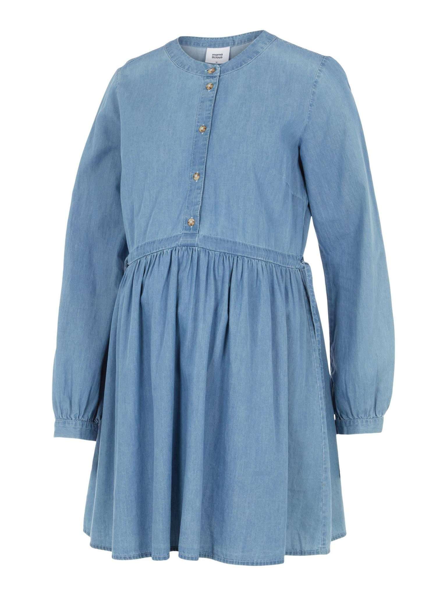 Mutterkleid Umstandstunika hellblau zum Schnüren