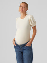 Lade das Bild in den Galerie-Viewer, Mamalicious Umstandsshirt online kaufen bei Mutterkleid off-white kurzarm Viskose
