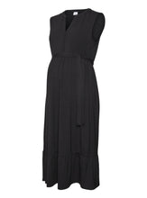 Lade das Bild in den Galerie-Viewer, Ärmelloses Umstandskleid mieten und online kaufen bei Mutterkleid schwarz mit separatem Taillenband
