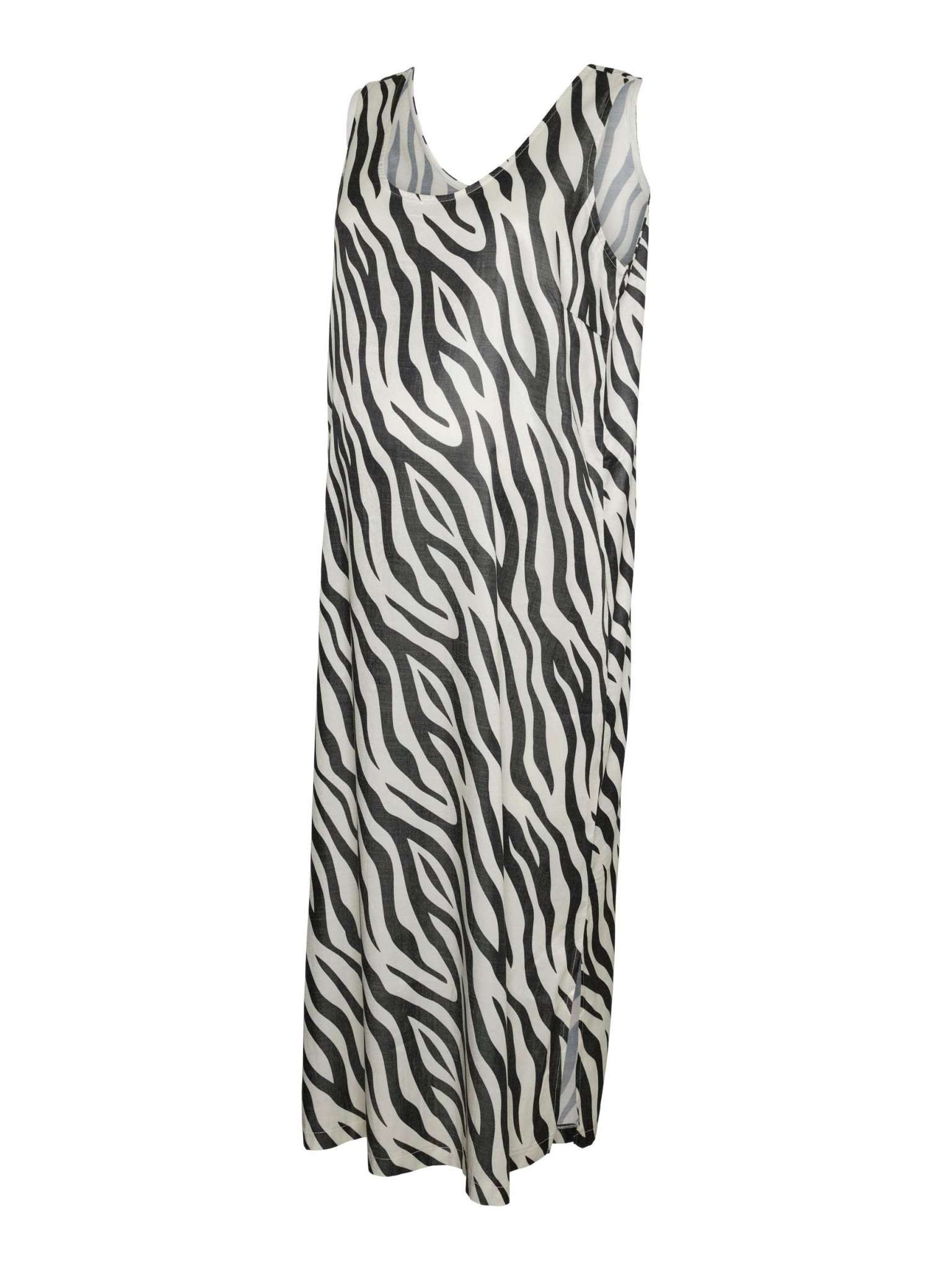 Mamalicious Umstandskleid leihen und kaufen bei Mutterkleid ohne Arm im Viskose-Mix Zebraprint softer Viskosemix Rundhalsausschnitt