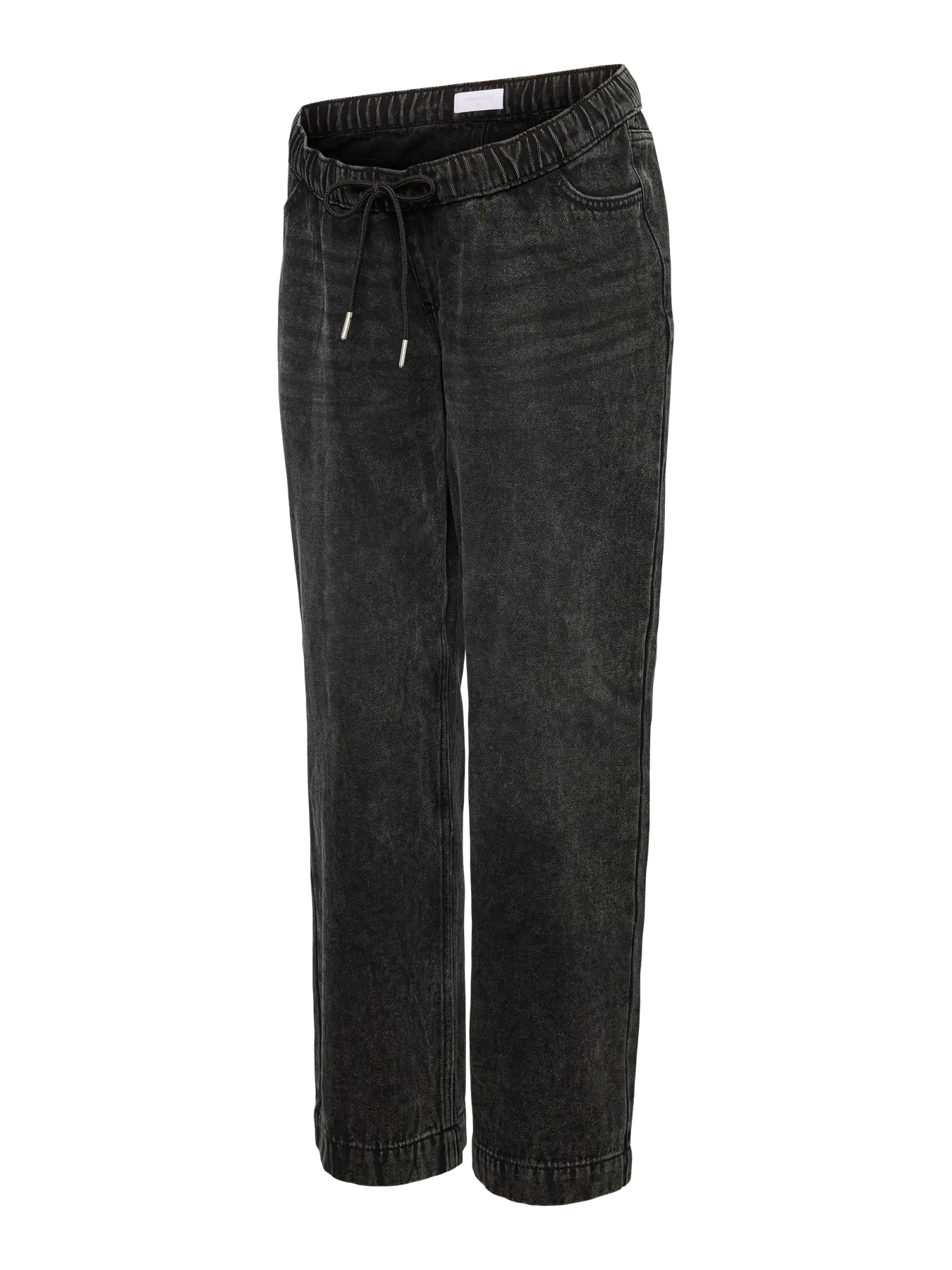 Freisteller Mamalicious Bagni Umstandsjeans. Schwarz, weites Bein, Kordelzug 