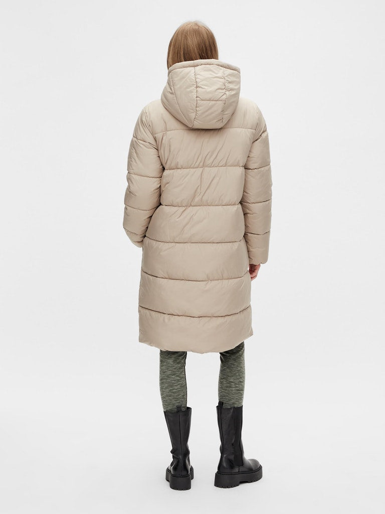 Mamalicious Umstandsmantel online kaufen und mieten bei Mutterkleid, Kapuze, Knielänge, silver mink, Pattentaschen, elastische Ärmelbündchen