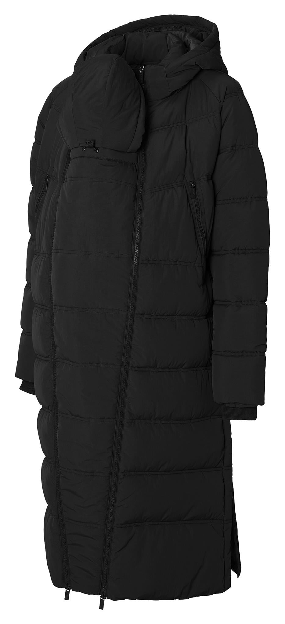 Langer Wintermantel mit Trageeinsatz in Schwatz von Noppies ohne Model zu sehen. Bei Mutterkleid online erhältlich.