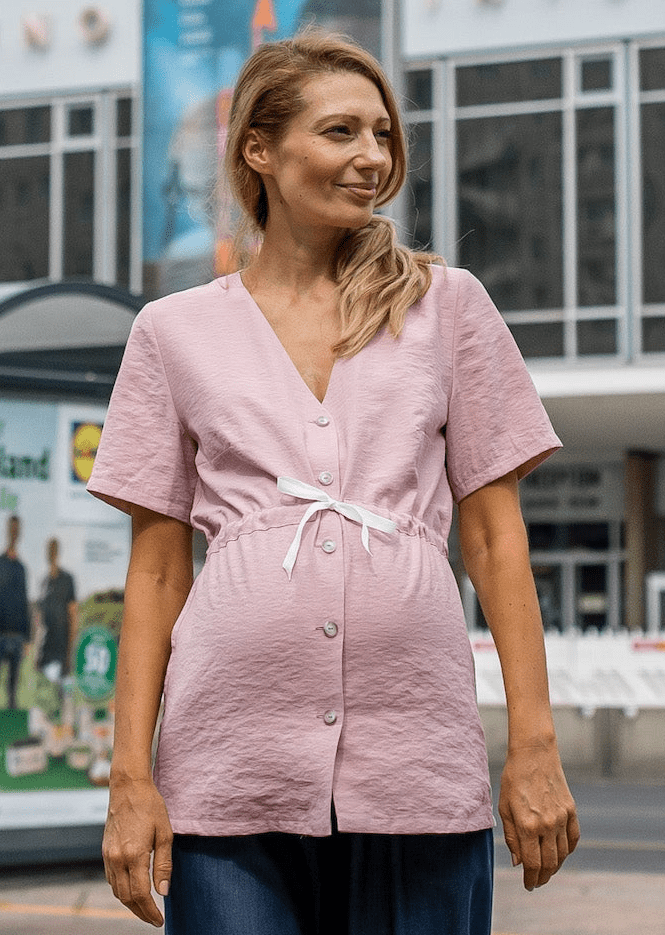 Umstandsbluse kurzarm, rosa