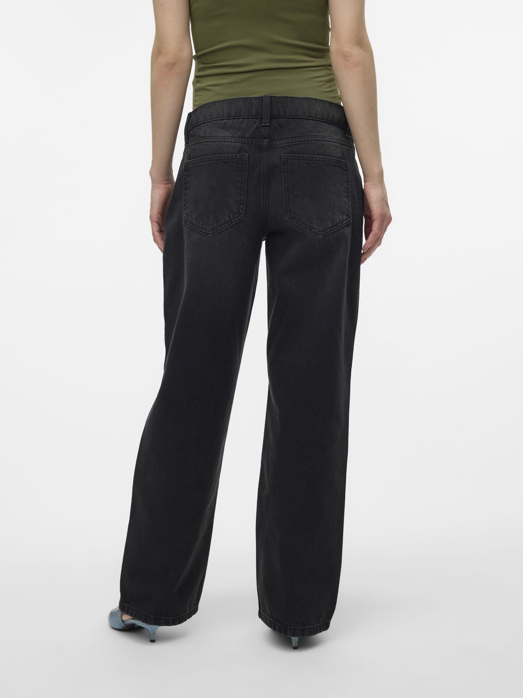 Wide Leg Umstandsjeans, schwarz