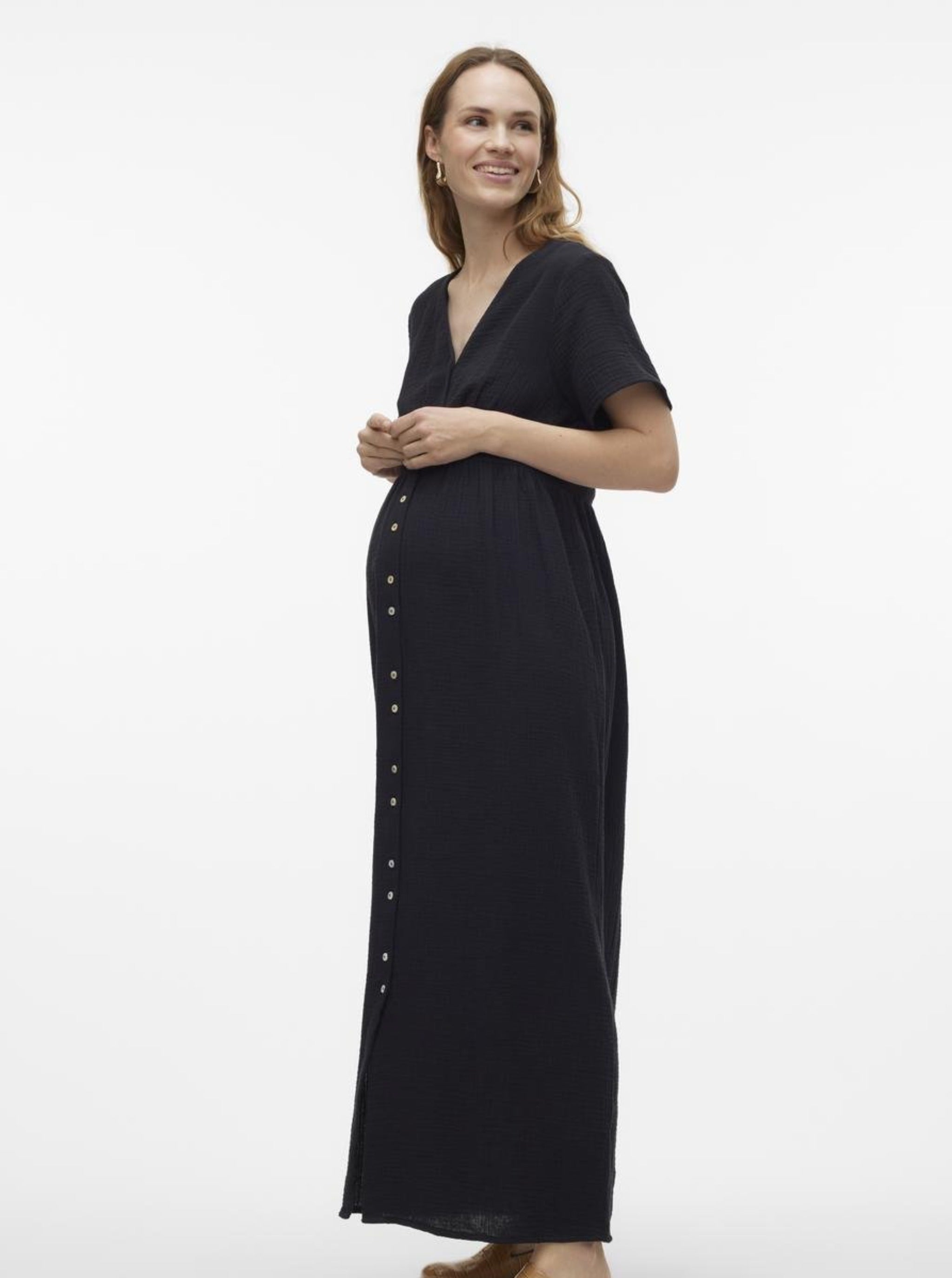 Vero Moda Maternity Maxi Umstandskleid mieten und online kaufen bei Mutterkleid V-Ausschnitt und kurzer Arm 