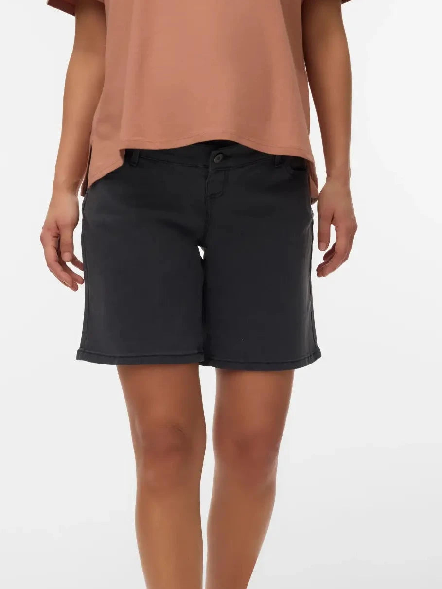 Denim-Umstandsshorts, schwarz