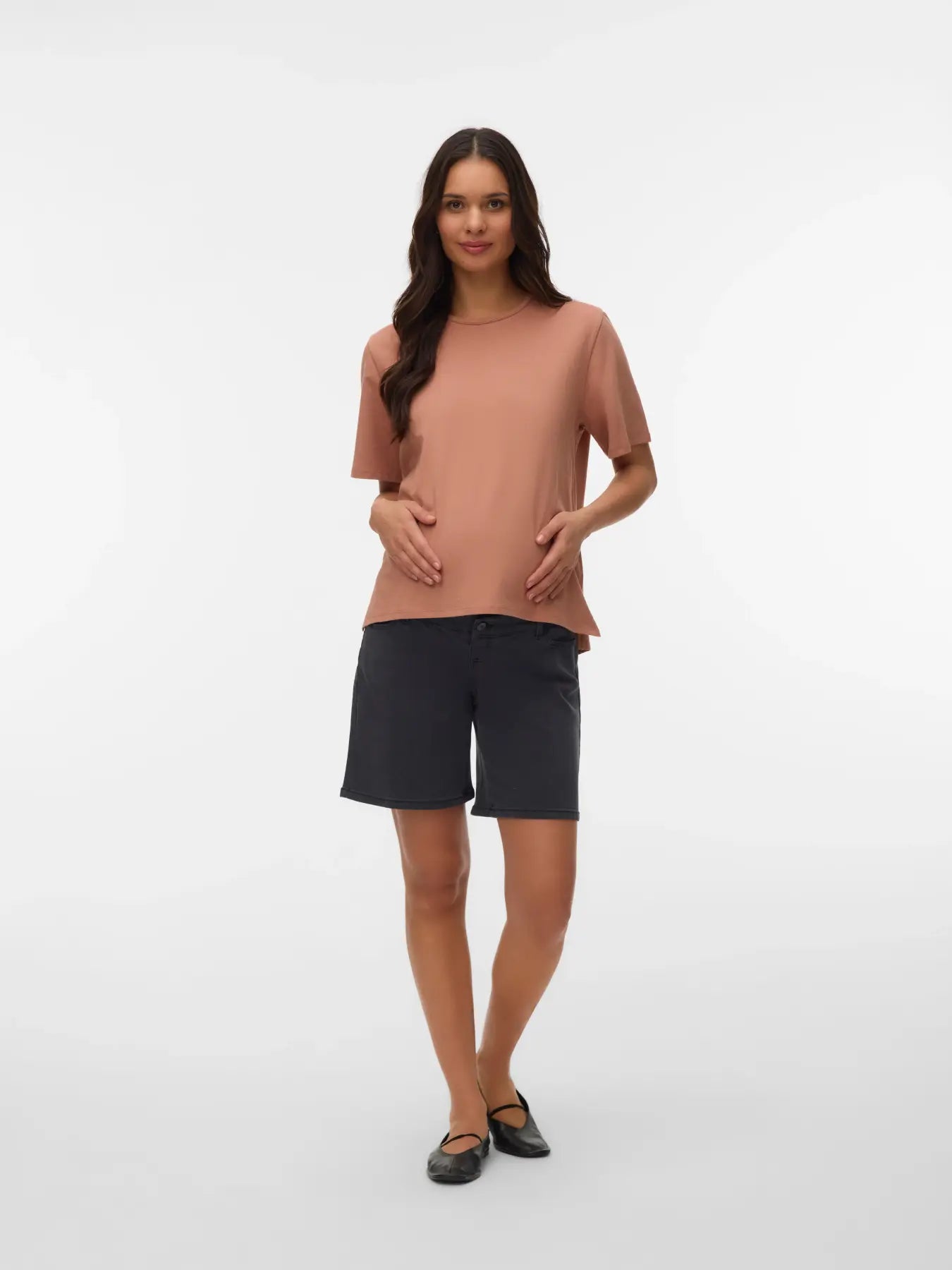 Denim-Umstandsshorts, schwarz