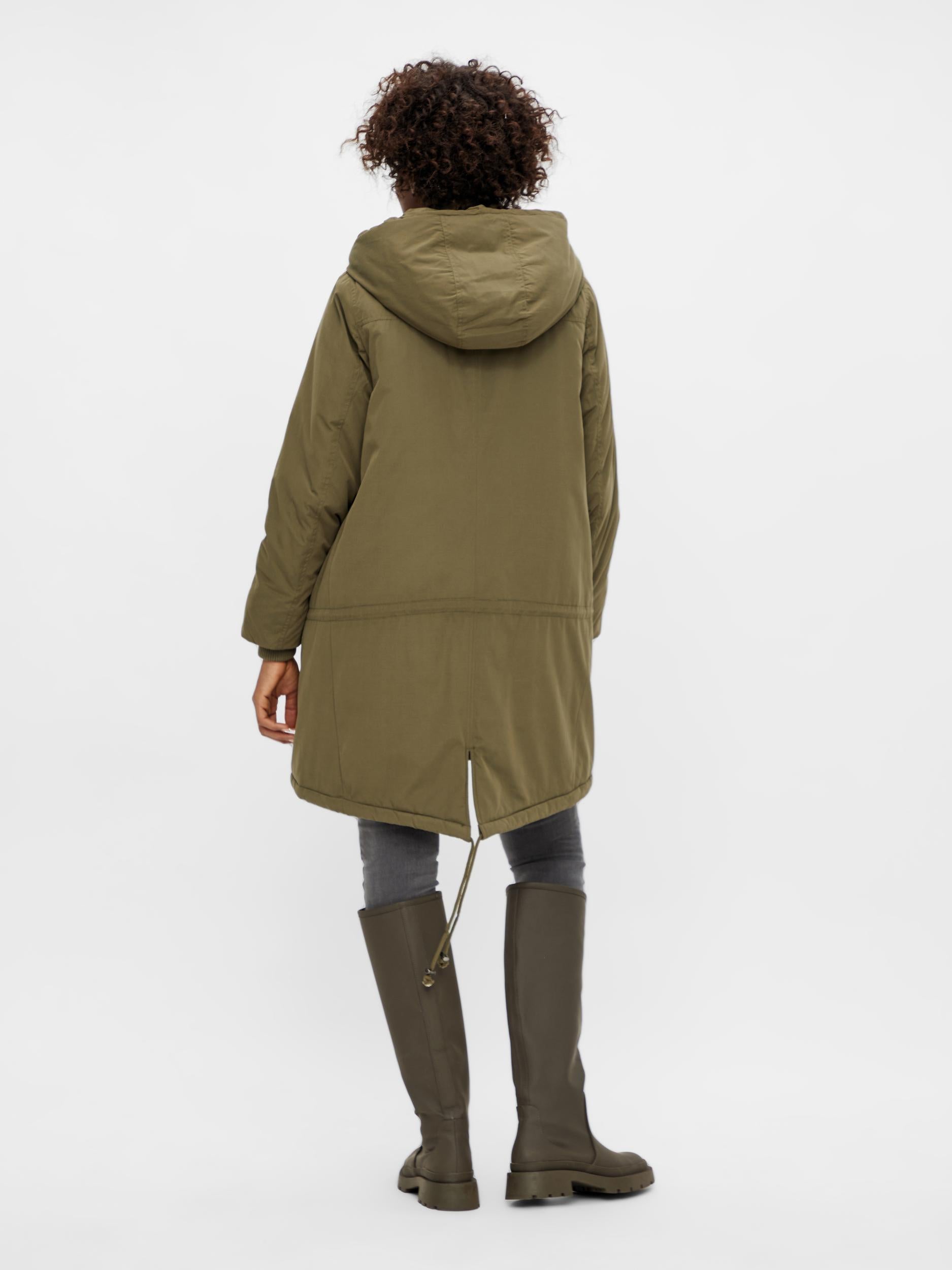 Mutterkleid Winterjacke von Mamalicious in oliv für die Schwangerschaft mit Einsatz, nach der Geburt einfach herausnehmbar