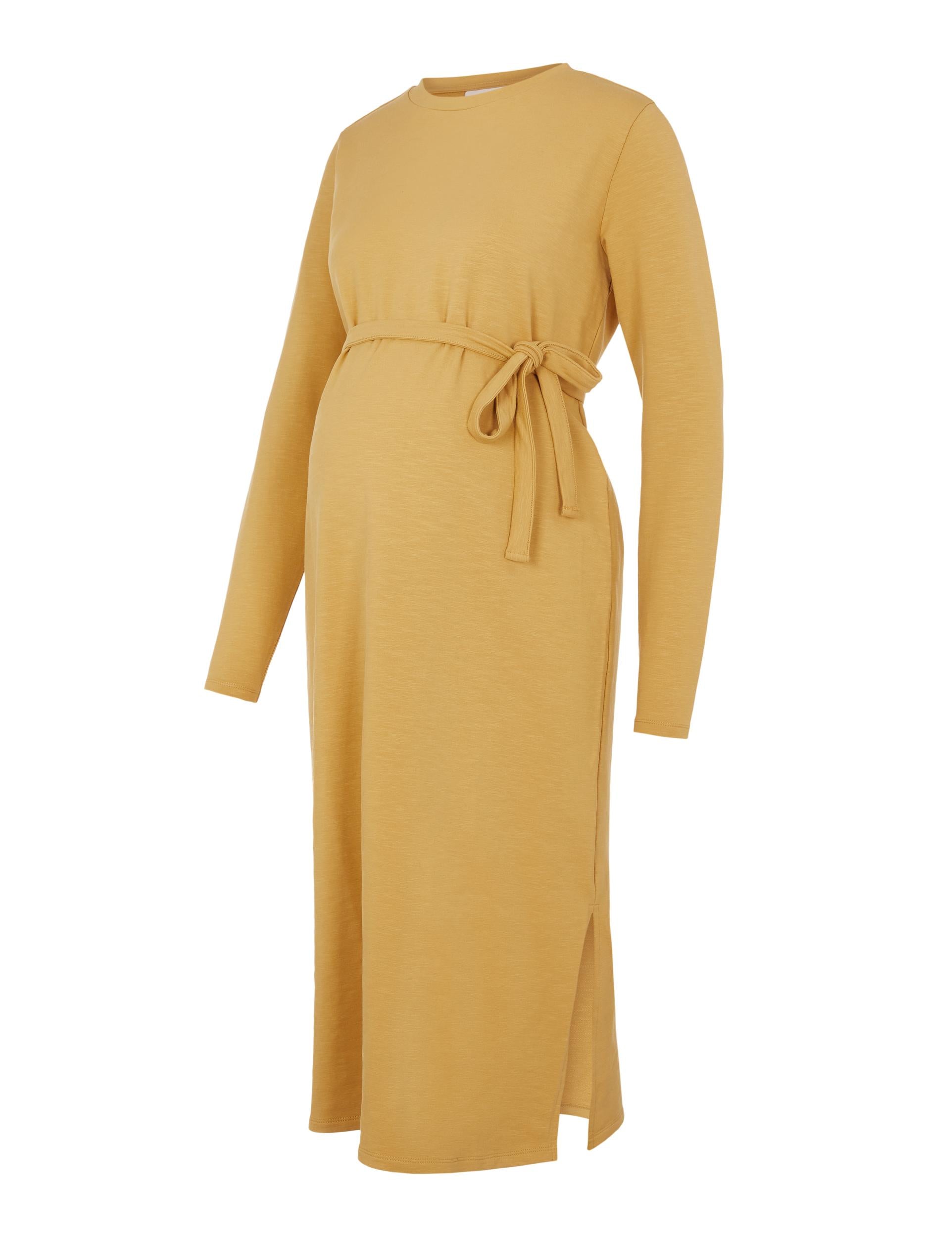 Mamalicious Sweater Umstandskleid online kaufen und mieten bei Mutterkleid mit Bio-Baumwolle, langem Arm, Midilänge, Schlitz am Saum, abnehmbarer Taillengürtel