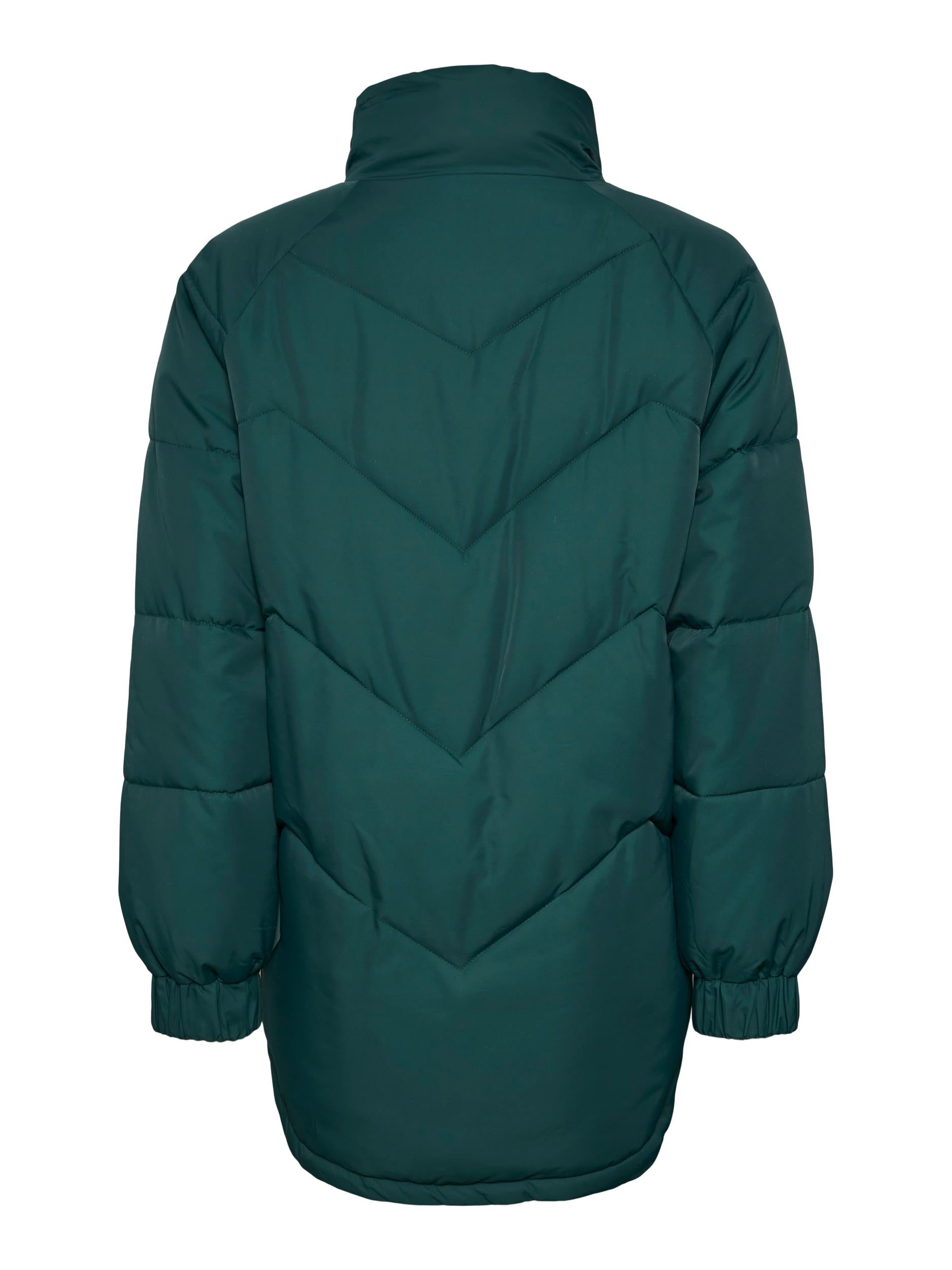Mamalicious Umstandsjacke online kaufen und mieten, grün, Trichterkragen, gesteppt und gefüttert, gerader Schnitt, geschwungener Saum, Winterjacke für die gesamte Schwangerschaft
