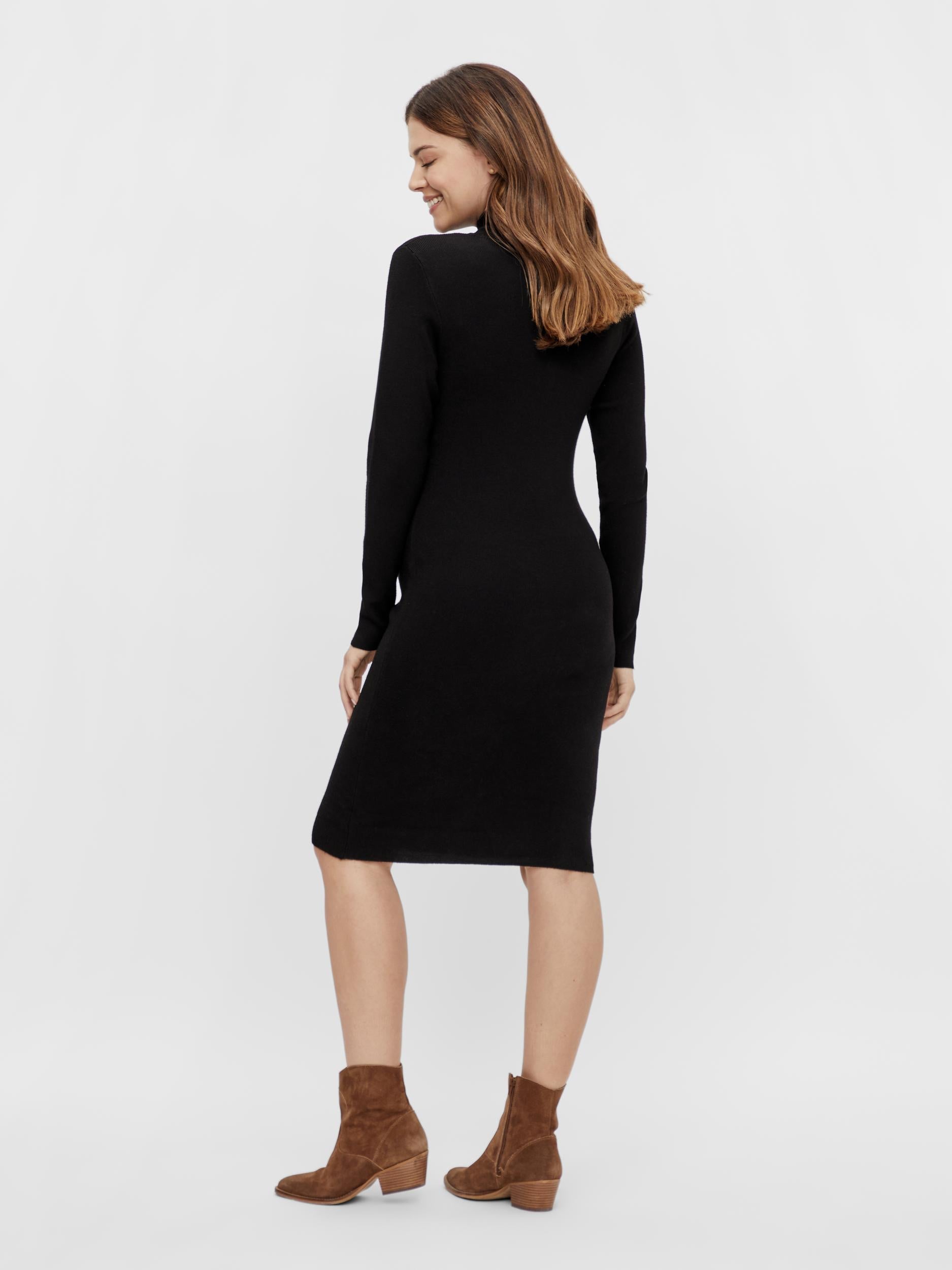 Mamalicious Midi Umstandskleid online kaufen oder leihen bei Mutterkleid, schwarz, Rollkragen, langer Arm, weiche nachhaltige Viskose-Qualität