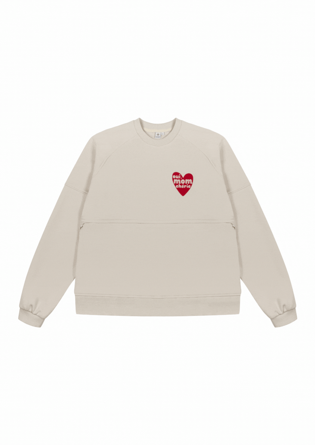 Still-Baumwollsweater mit Herzprint, beige